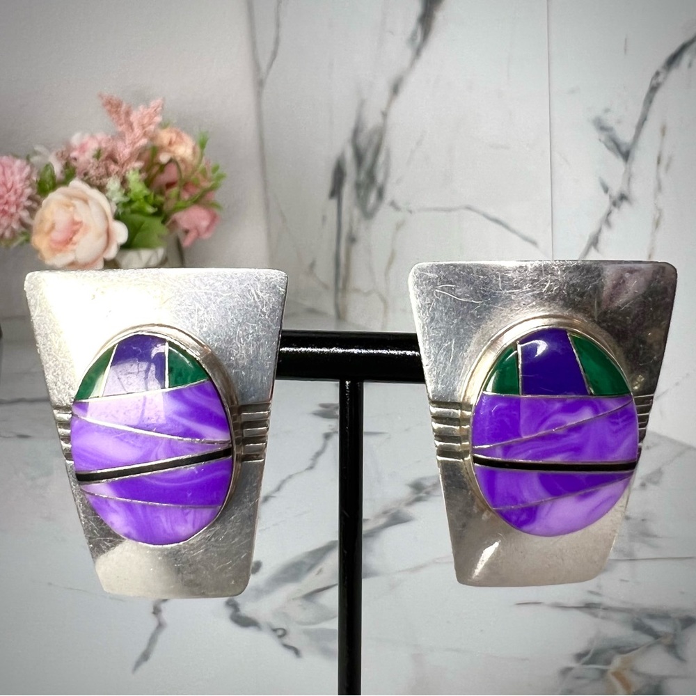 SOLD Vintage FM Fred Maloney Navajo Sterling Silver Earrings